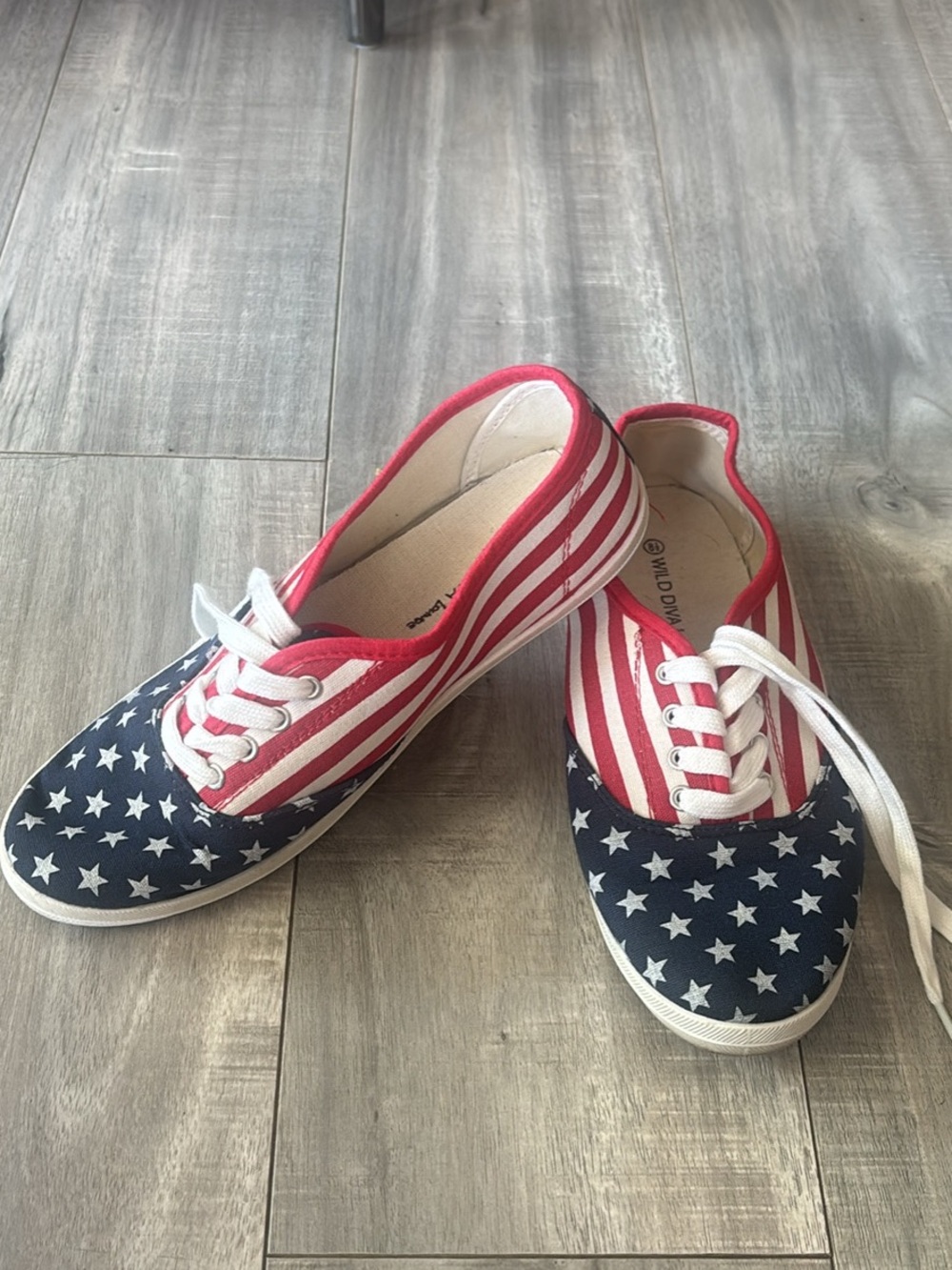 Wild Diva Red and White American Flag Sneakers